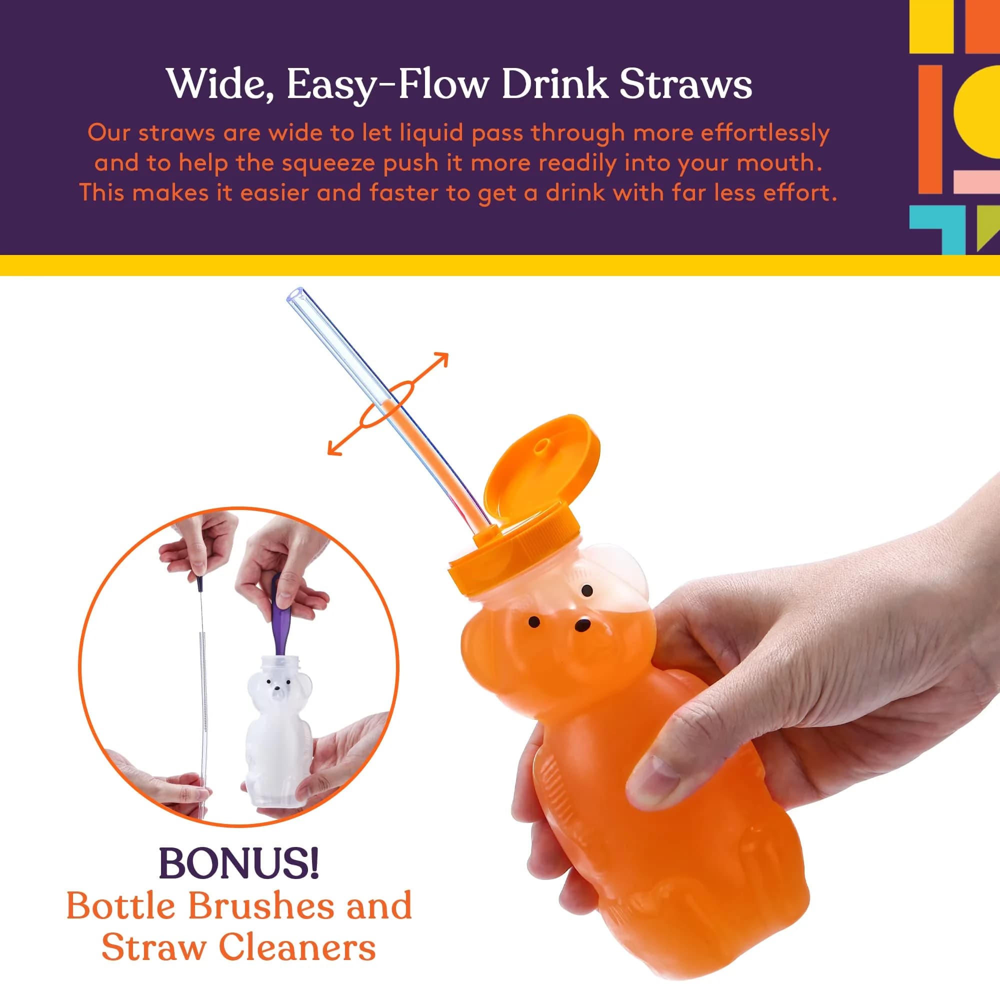 Special Supplies Honey Bear Straw Cup 237ml (8 Fl Oz) | Therapy Assist for Low Suction & Mobility - view 5