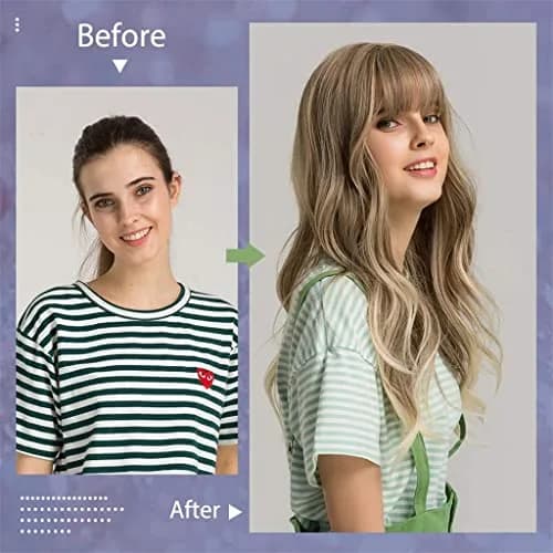Esmee 24" Long Wavy Blond Synthetic Wig with Fluffy Air Bangs | 250g (8.8oz) Heat Resistant thumbnail 7