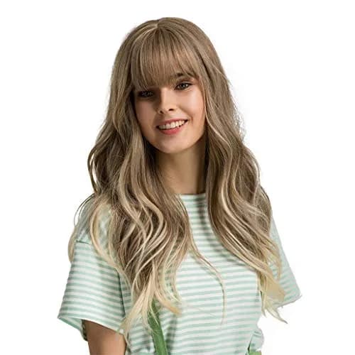 Esmee 24" Long Wavy Blond Synthetic Wig with Fluffy Air Bangs | 250g (8.8oz) Heat Resistant thumbnail 3