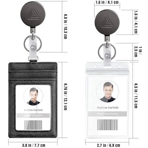 Azrra Retractable Keychain Heavy Duty Badge Holder Reel with 2 ID Holders, Matt Black | Strong Dyneema Cord thumbnail 5