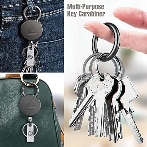 Azrra Heavy Duty Badge Holder Reel with Carabiner & Card Holder, 2 Pack, 30" Retractable Keychain thumbnail 4