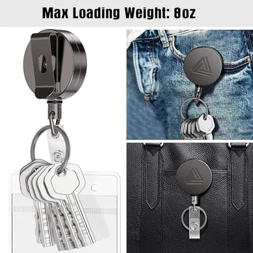 Azrra Heavy Duty Badge Holder Reel with Carabiner & Card Holder, 2 Pack, 30" Retractable Keychain thumbnail 6