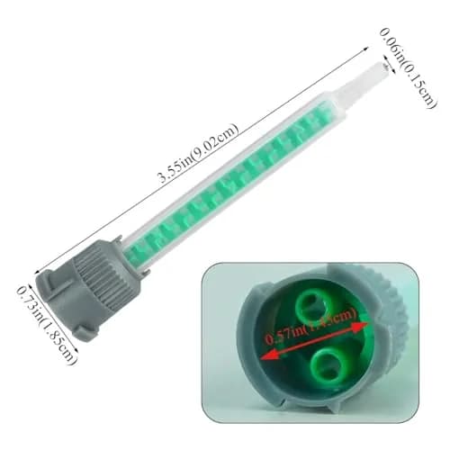 FRIGIIRE Green Static Mixing Nozzles for 50ml Dual-Barrel Cartridges, 91mm (3.6in) | 20-Piece Pack for 1:1 & 2:1 Ratios thumbnail 6
