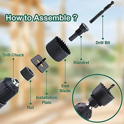 HYCHIKA 19-Piece Hole Saw Kit with 19-152mm Blades, Mandrels & Drill Bits | Cuts Wood, Plywood, Drywall, PVC thumbnail 4