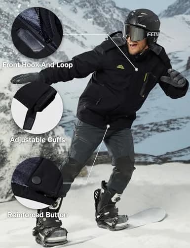 MAGCOMSEN Winter Jacket - Men's Fleece Coat for Ski, Snow & Rain Activities | Windproof & Water Resistant, Thermal Fleece Lining, Multiple Pockets thumbnail 7