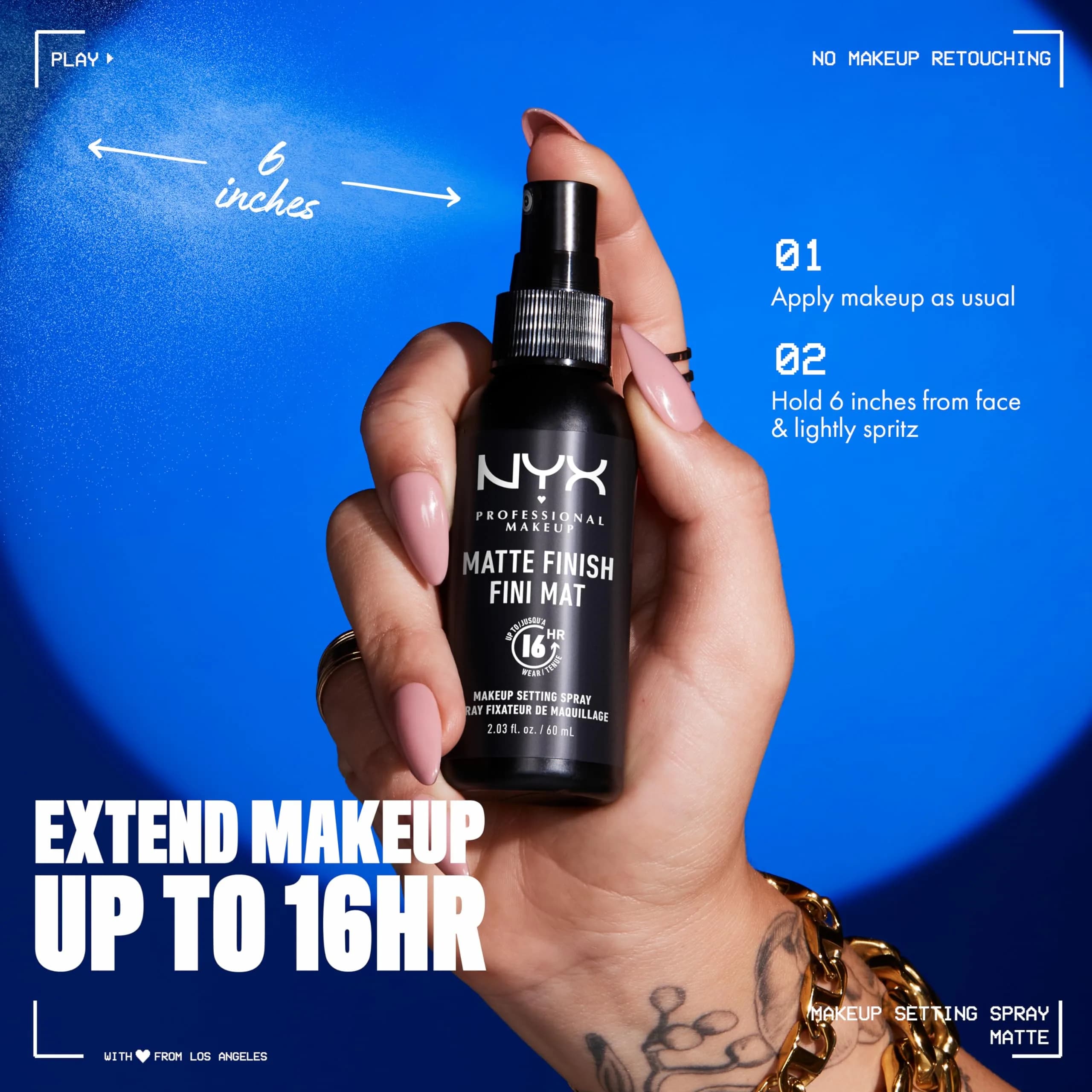 NYX PROFESSIONAL MAKEUP Matte & Matte Setting Spray - Matte Finish, Vegan Face Mist for 16HR Wear (Pack of 2) - view 4