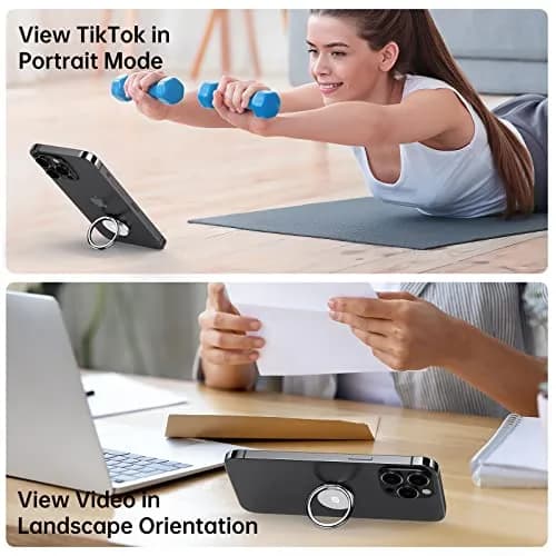 Syncwire Cell Phone Ring Holder Stand, 360° Rotation, Metal Grip, Magnetic Car Mount, Compatible with iPhone, Samsung, LG, Sony - Silver thumbnail 7