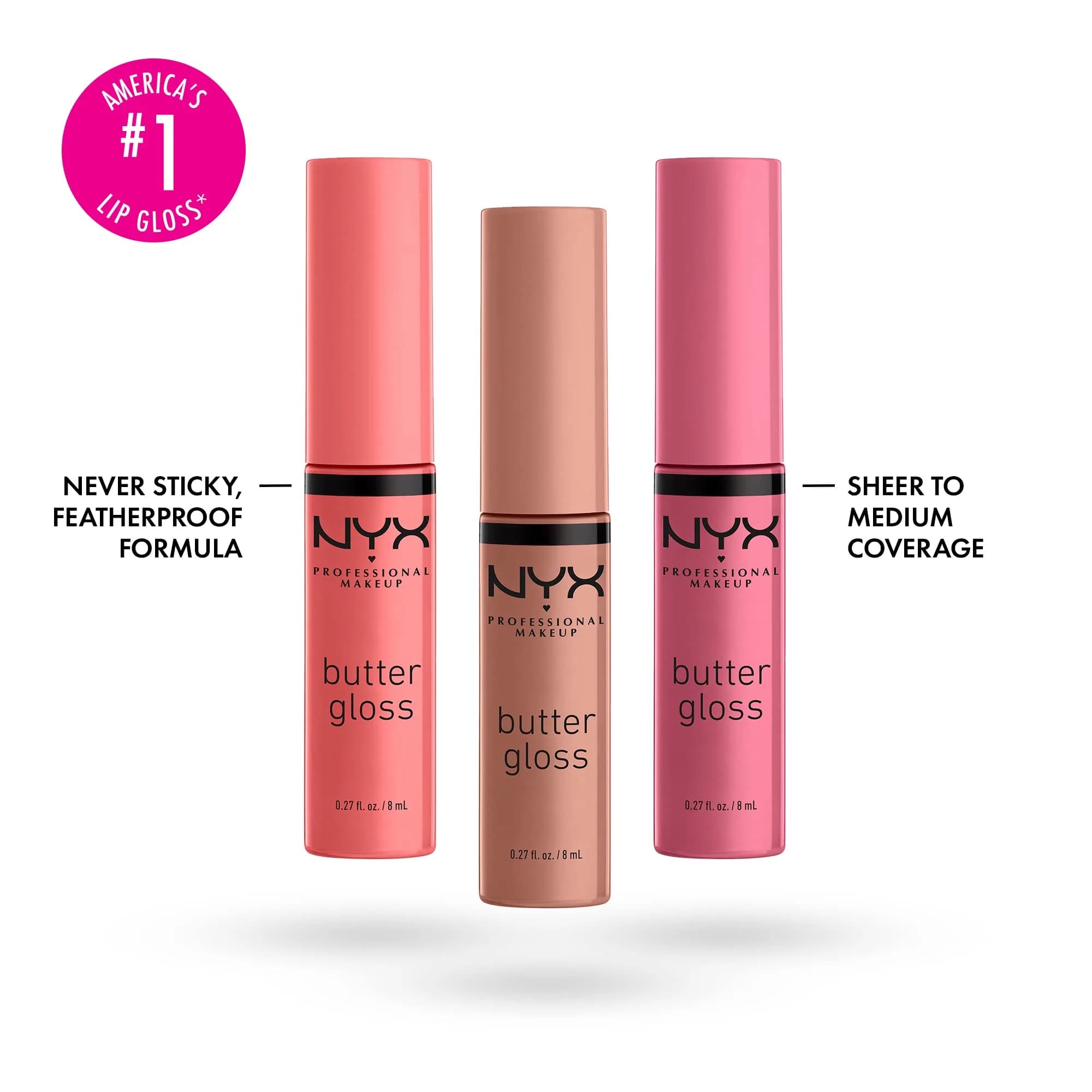 NYX PROFESSIONAL MAKEUP Butter Gloss Trio (Angel Food Cake, Creme Brulee, Madeleine) | Sheer to Medium Coverage - view 2
