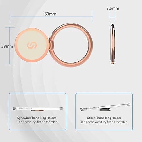 SYNCWIRE Rose Gold Cell Phone Ring Holder Stand with Magnetic Car Mount Compatibility | 360° Rotation, 180° Adjustable thumbnail 3