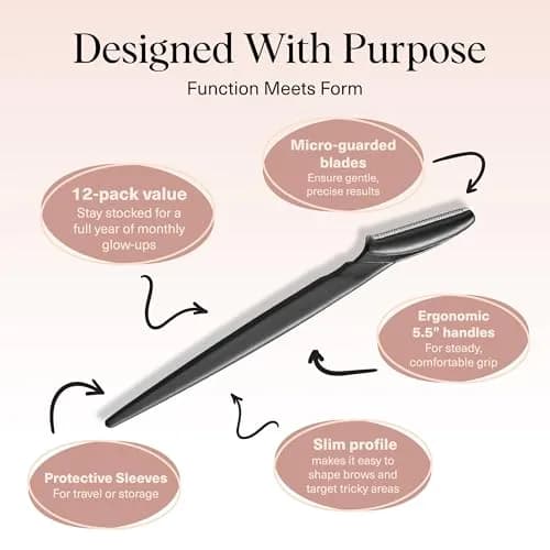 Kitsch Dermaplane Razor for Women Face – Black, 12 Count | Gentle Exfoliation & Peach Fuzz Removal thumbnail 4