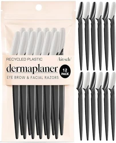 Kitsch Dermaplane Razor for Women Face – Black, 12 Count | Gentle Exfoliation & Peach Fuzz Removal thumbnail 1
