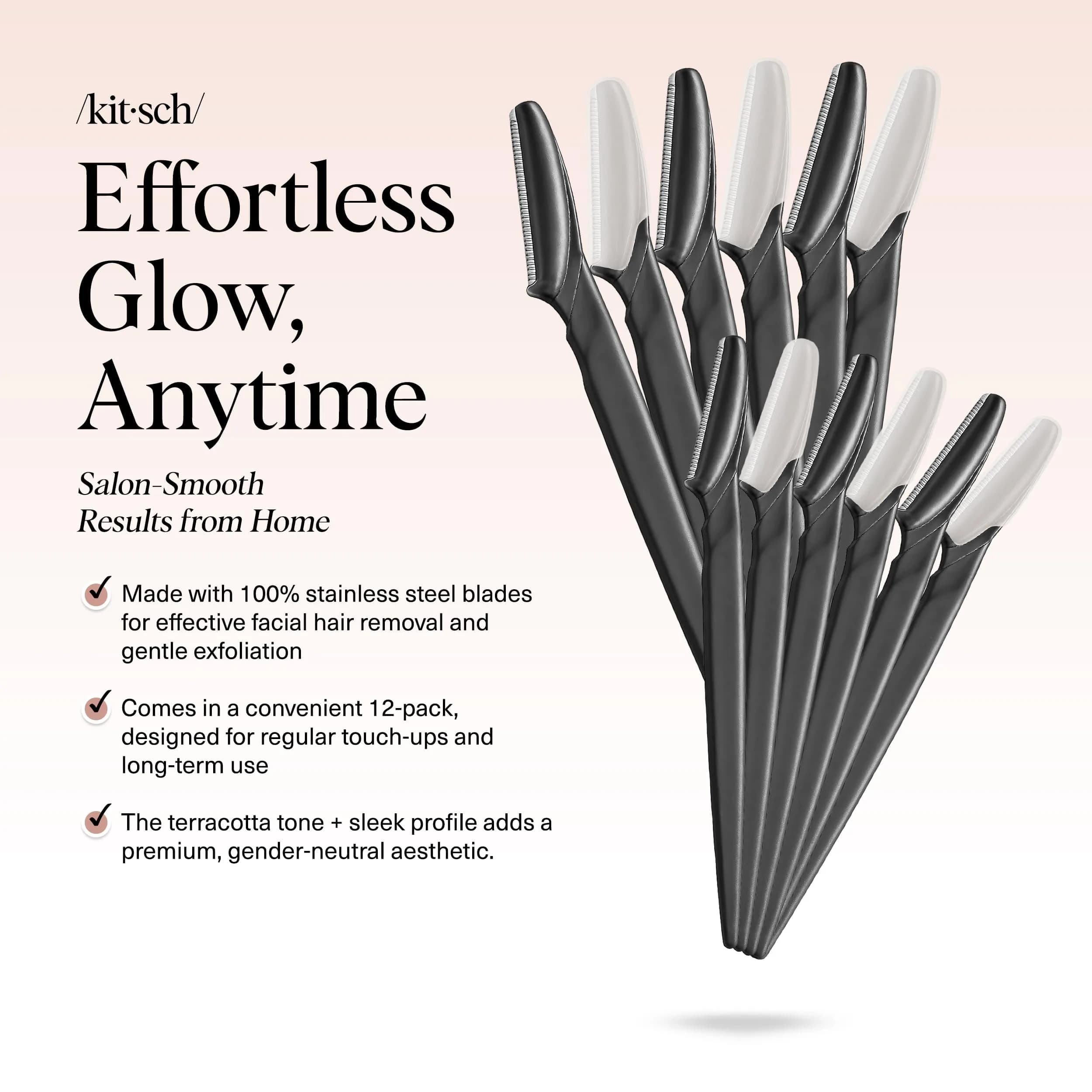 Kitsch Dermaplane Razor for Women Face – Black, 12 Count | Gentle Exfoliation & Peach Fuzz Removal - view 2