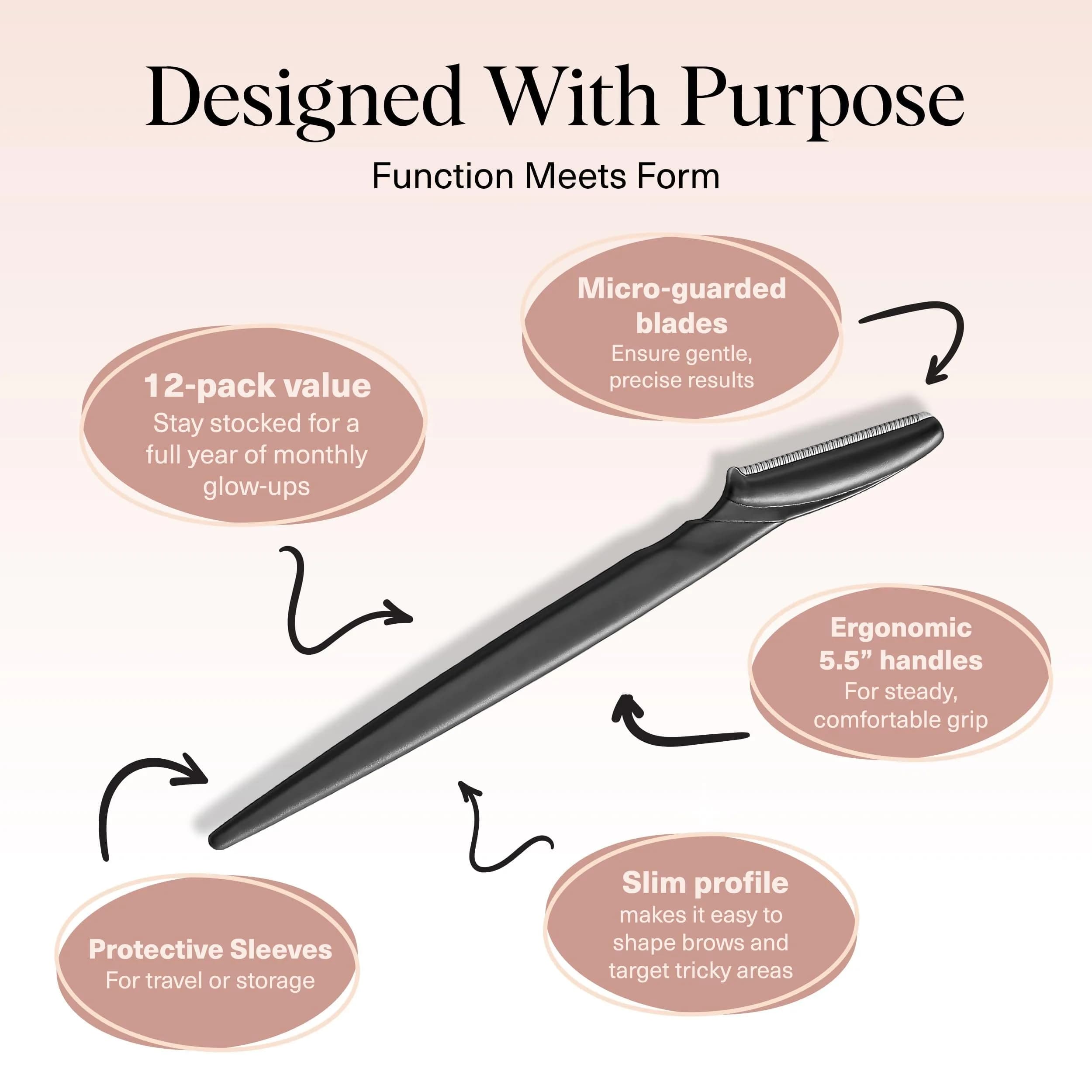 Kitsch Dermaplane Razor for Women Face – Black, 12 Count | Gentle Exfoliation & Peach Fuzz Removal - view 4