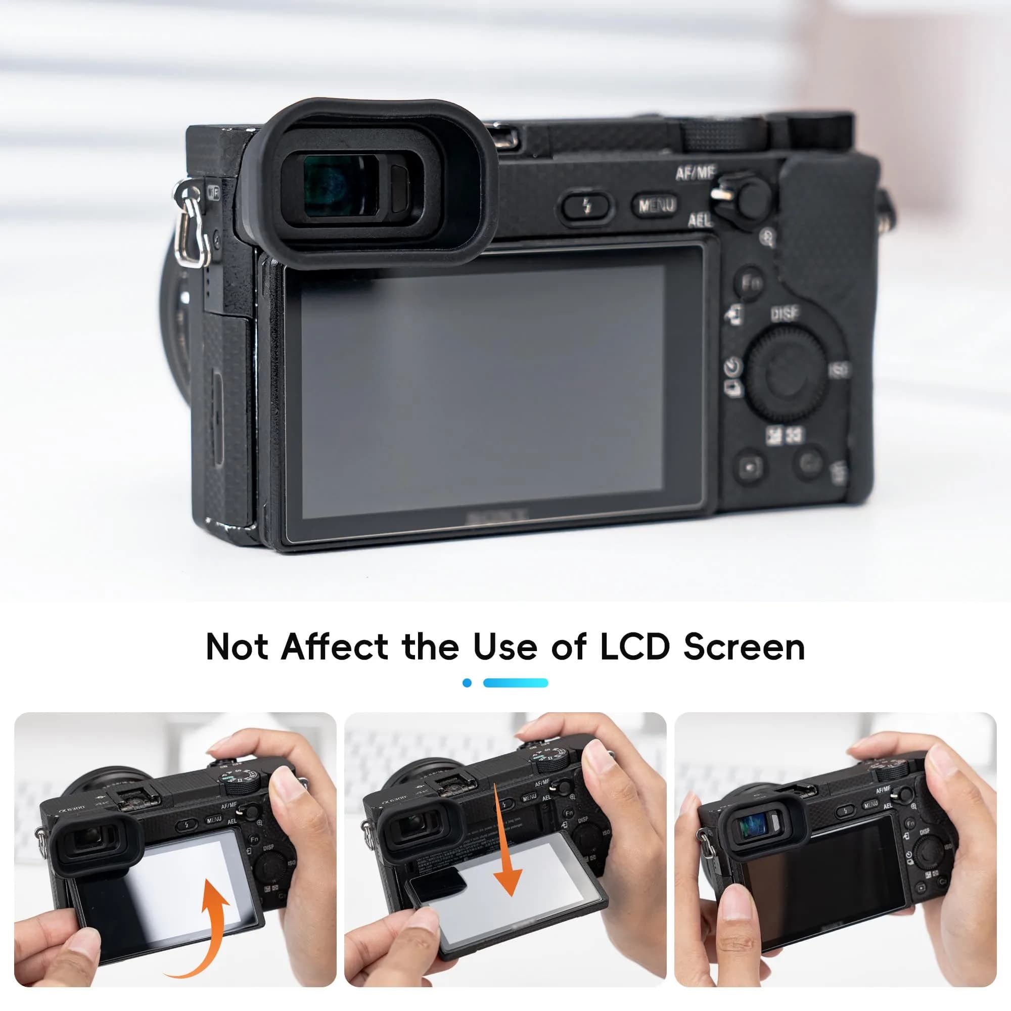Kiorafoto Extended Eyecup for Sony A6000, A6100, A6300 Cameras | Protects Viewfinder - view 4