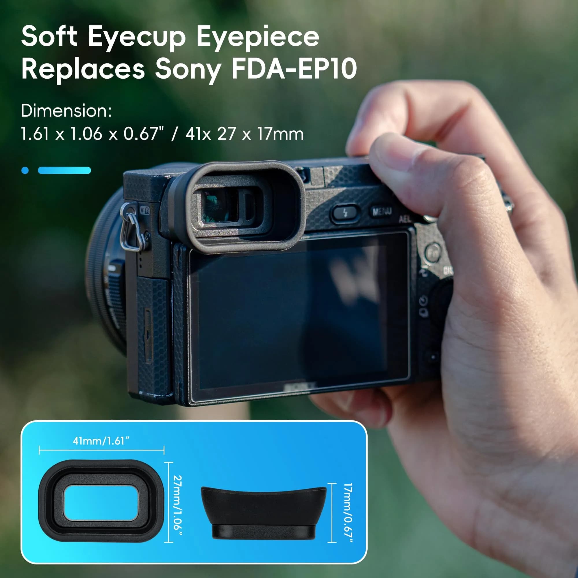 Kiorafoto Extended Eyecup for Sony A6000, A6100, A6300 Cameras | Protects Viewfinder - view 2
