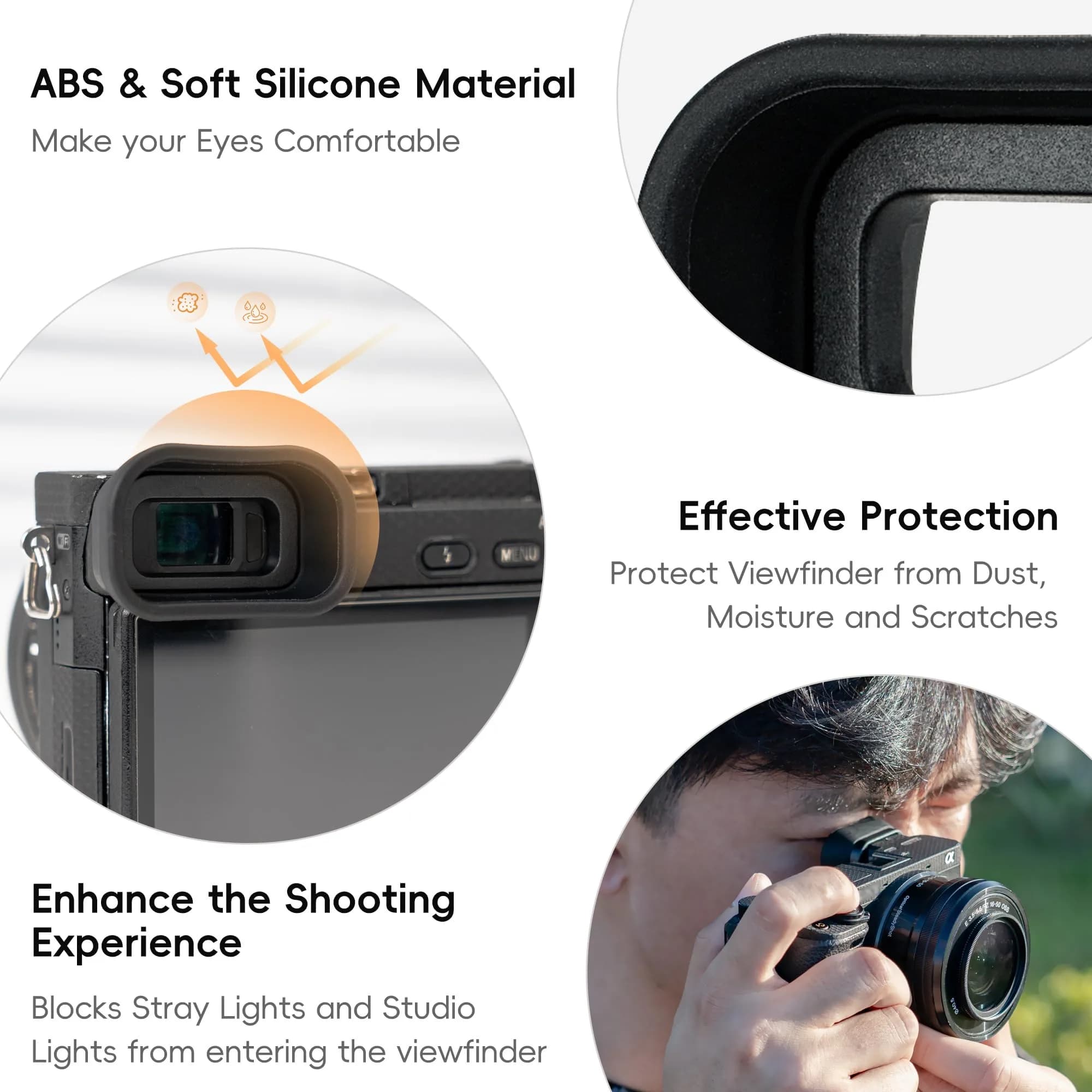 Kiorafoto Extended Eyecup for Sony A6000, A6100, A6300 Cameras | Protects Viewfinder - view 3