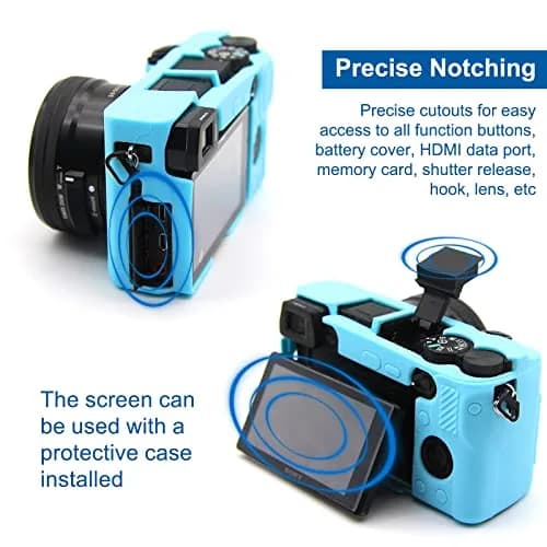 Easy Hood Blue Silicone Camera Case for Sony Alpha A6100 A6300 A6400 Cameras | Protective Skin thumbnail 5