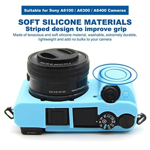 Easy Hood Blue Silicone Camera Case for Sony Alpha A6100 A6300 A6400 Cameras | Protective Skin thumbnail 2