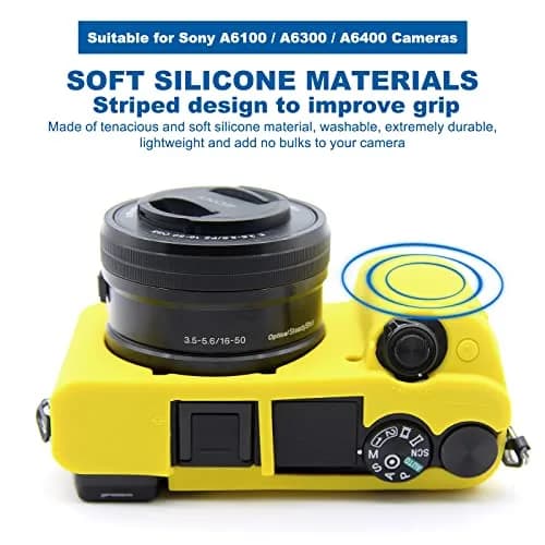 Easy Hood Yellow Silicone Camera Case for Sony Alpha A6100 A6300 A6400 Cameras | Lightweight & Durable Protection thumbnail 2