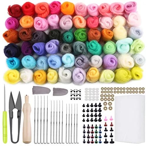 JUPEAN Needle Felting Kit 60 Colors Wool Felting Supplies for Beginners in India thumbnail 1