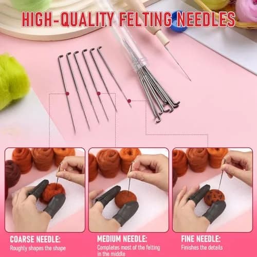 JUPEAN Needle Felting Kit 60 Colors Wool Felting Supplies for Beginners in India thumbnail 4