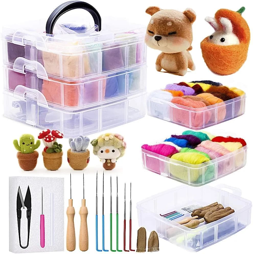 JUPEAN Needle Felting Kits for Beginners Adults | 37 Pcs Wool Roving & Tools for Art & Craft thumbnail 2