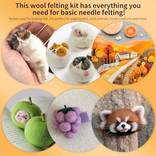 JUPEAN Needle Felting Kits for Beginners Adults | 37 Pcs Wool Roving & Tools for Art & Craft thumbnail 7