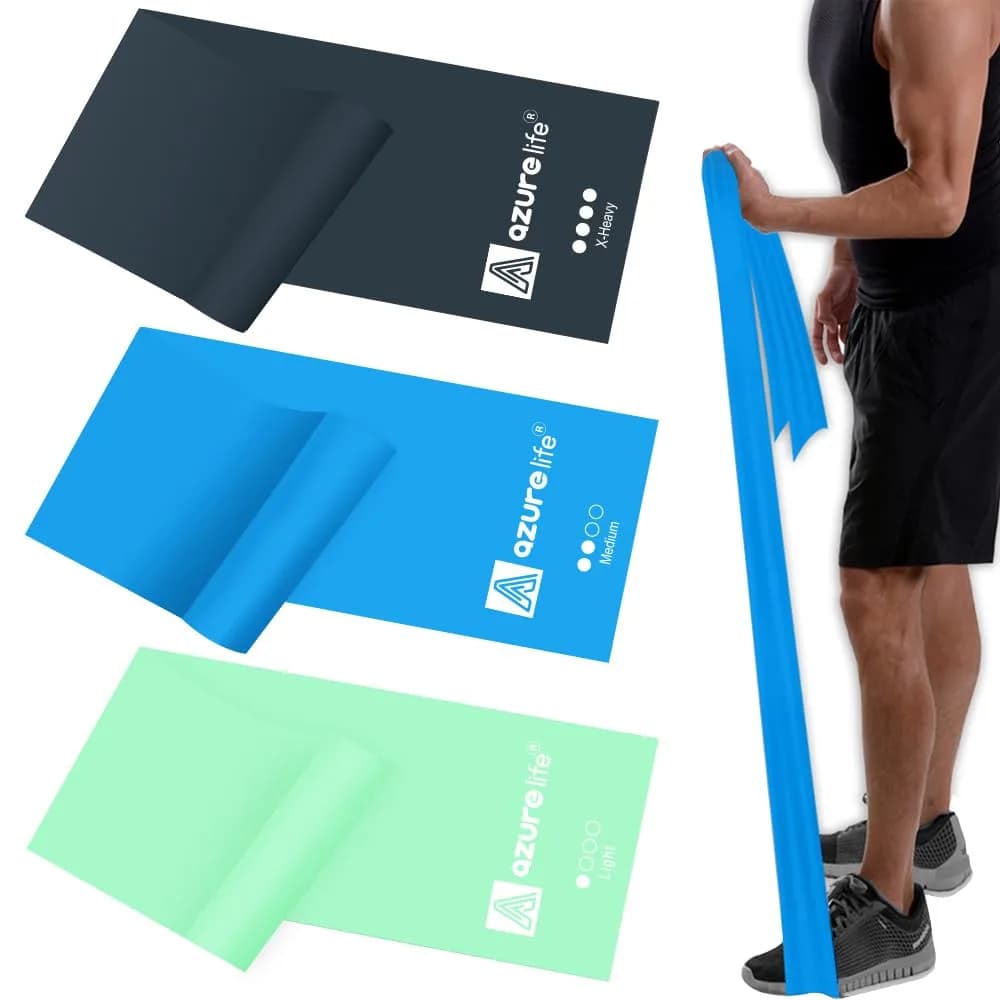 A AZURELIFE Resistance Bands Set, 3-Level Non-Latex Elastic Stretch Bands 1.5m (5 ft) | Physical Therapy, Yoga, Pilates, Strength Training - main product image
