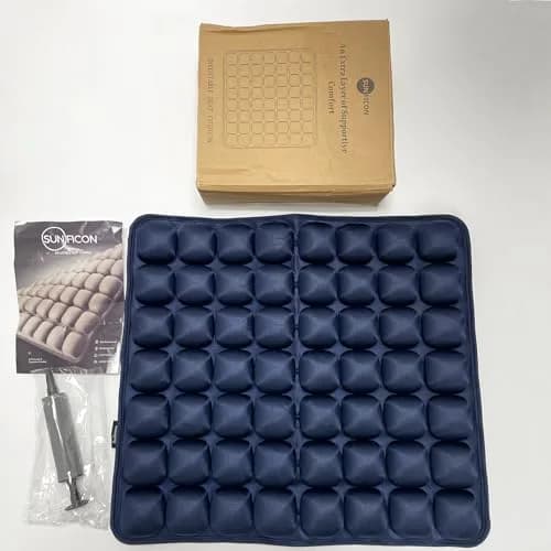 SUNFICON Inflatable Seat Cushion Blue 43cm x 41cm x 2.5cm (18'' x 16'' x 1'') | Pressure Relief for Chairs and Wheelchairs thumbnail 4