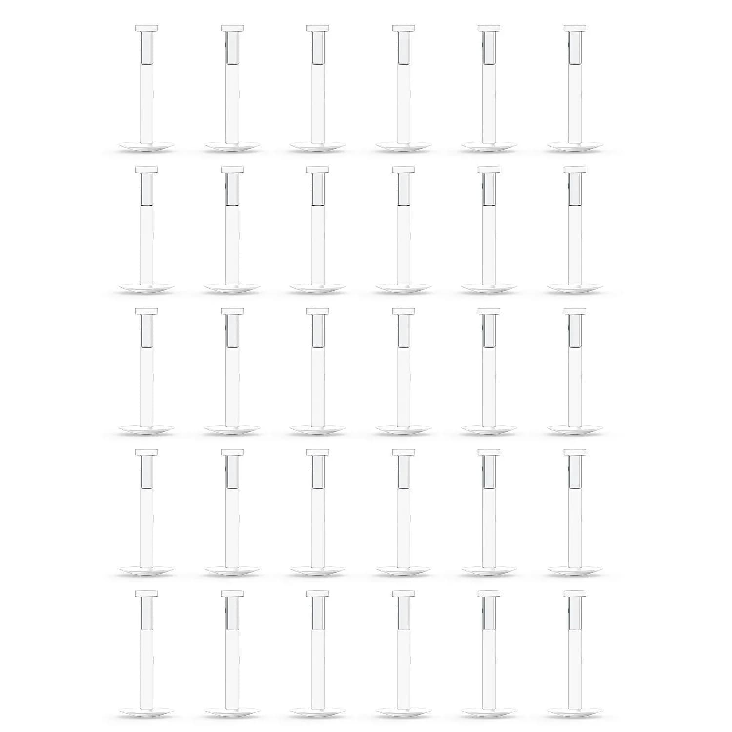 Lcolyoli Clear Push Top Piercing Retainers 16G (1.2mm) 10mm | 30-Piece Value Pack for Work & Daily Wear
