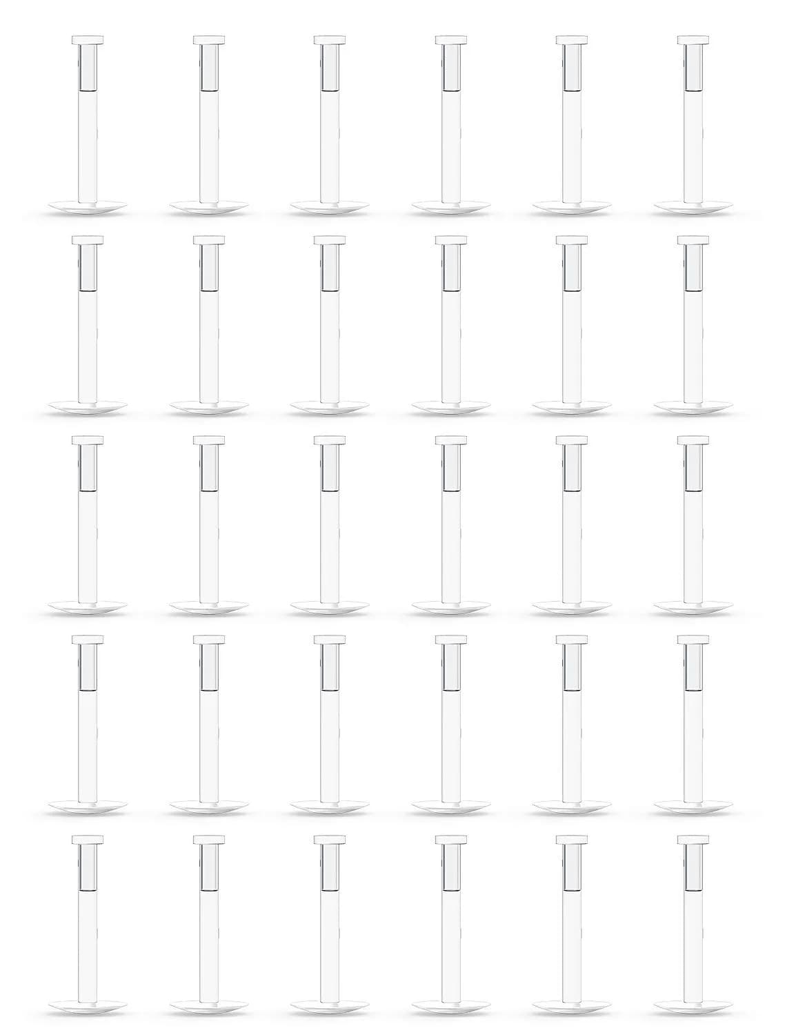 Lcolyoli 30PCS 16G Clear Push Top Piercing Retainers 6mm Bar Length | Hypoallergenic Body Jewelry for Work & Daily Wear