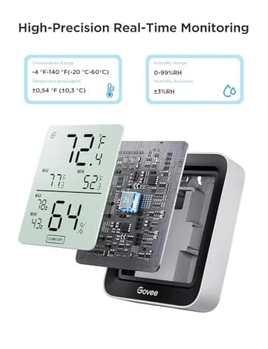 Govee Indoor Hygrometer Thermometer H5075 with Bluetooth App Control | Accurate Temp Humidity Sensor with Notification Alert thumbnail 4