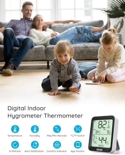 Govee Indoor Hygrometer Thermometer H5075 with Bluetooth App Control | Accurate Temp Humidity Sensor with Notification Alert thumbnail 3