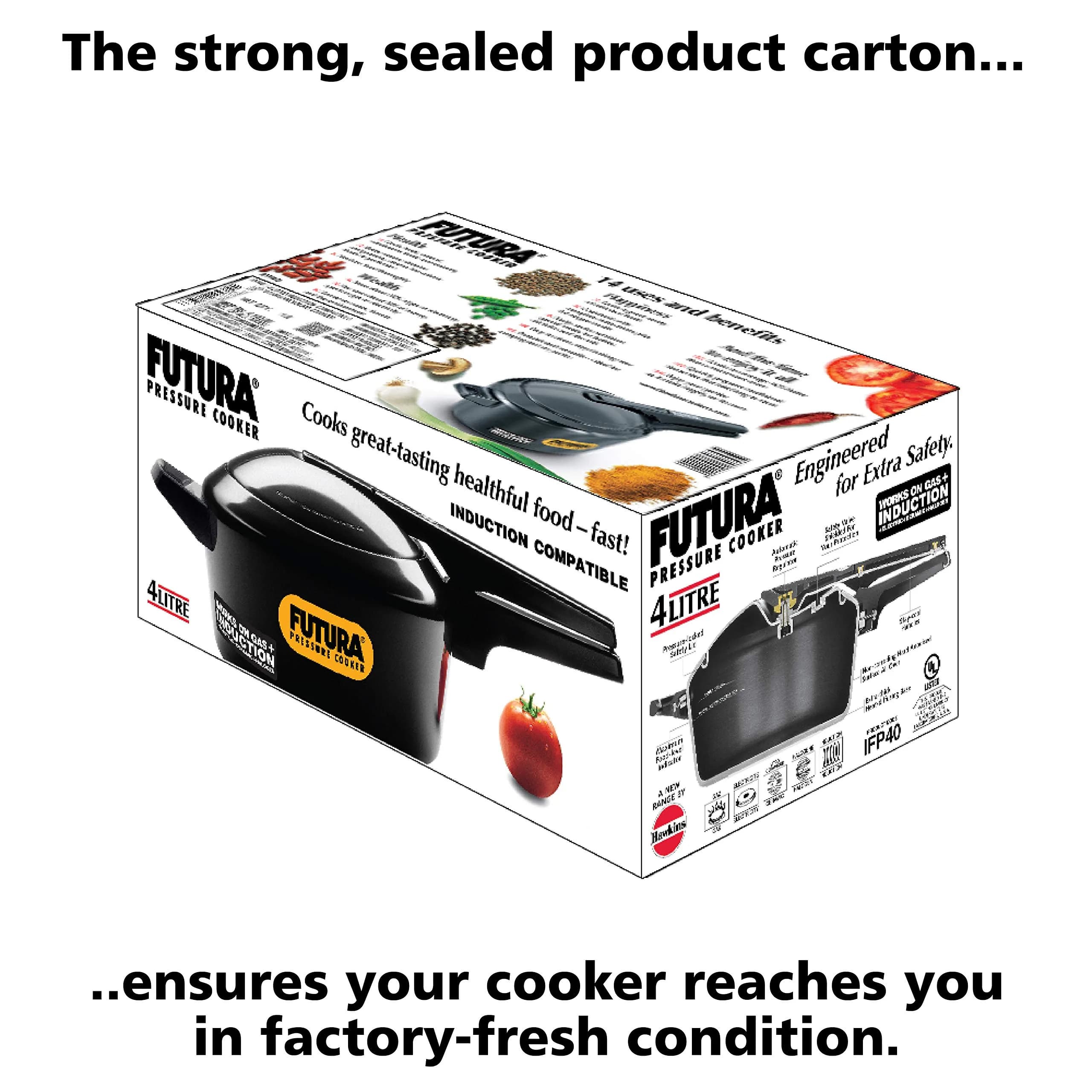 Hawkins Futura Pressure Cooker 4 Liter (4.2 Quarts) | Museum-Featured Design for Faster Cooking - view 5
