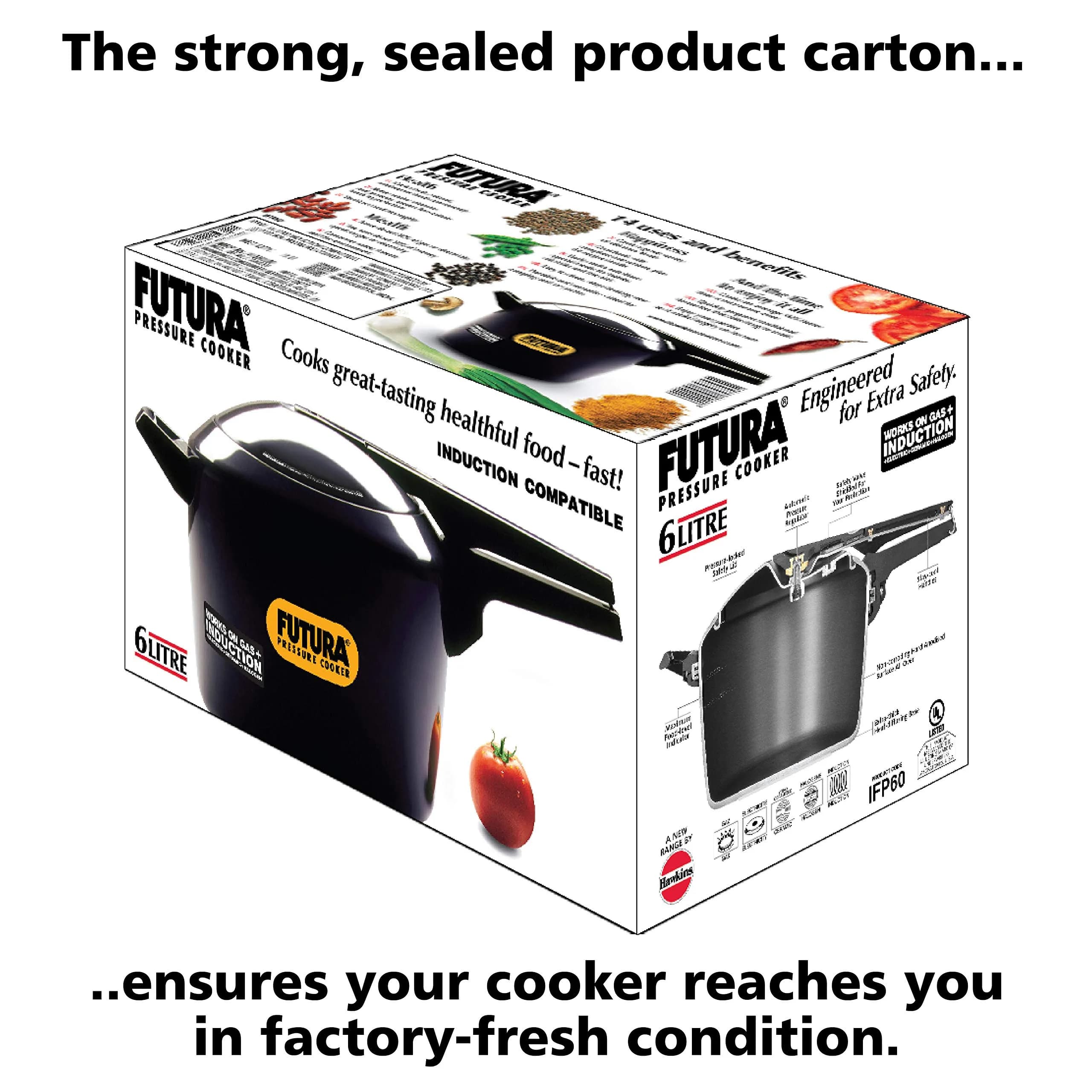Hawkins Futura Pressure Cooker 6 Liter (6.3 Quarts) Gray | Museum of Modern Art Displayed Cooker - view 5