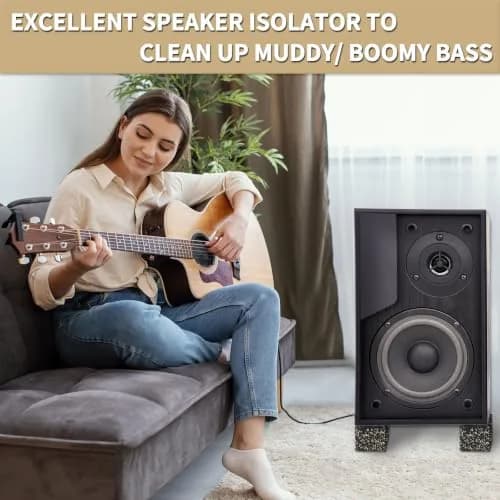 BXI Thick Subwoofer Isolation Pad 2x2x2 Inch (4 Pack) | Full Frequency Dampening Blocks for Studio Monitors & Turntables thumbnail 4