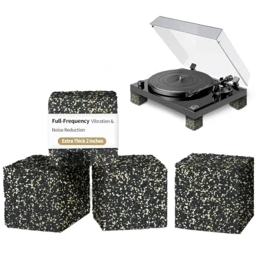BXI Thick Subwoofer Isolation Pad 2x2x2 Inch (4 Pack) | Full Frequency Dampening Blocks for Studio Monitors & Turntables thumbnail 1