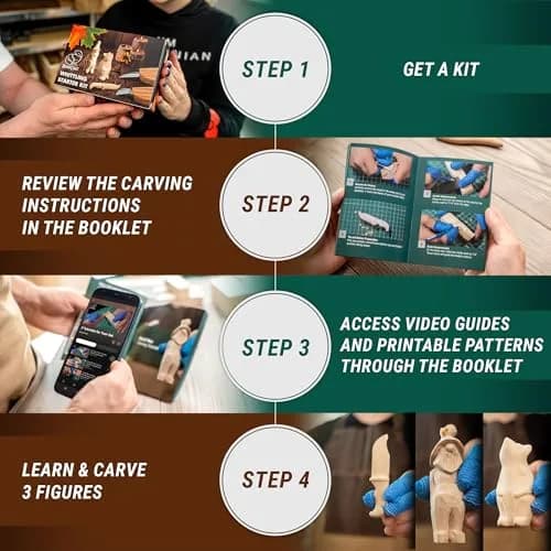 BeaverCraft Wood Carving Kit for Beginners S16 – Whittling Knives & Basswood Blocks | 2 Knives, 5 Blocks, Starter Guide thumbnail 4