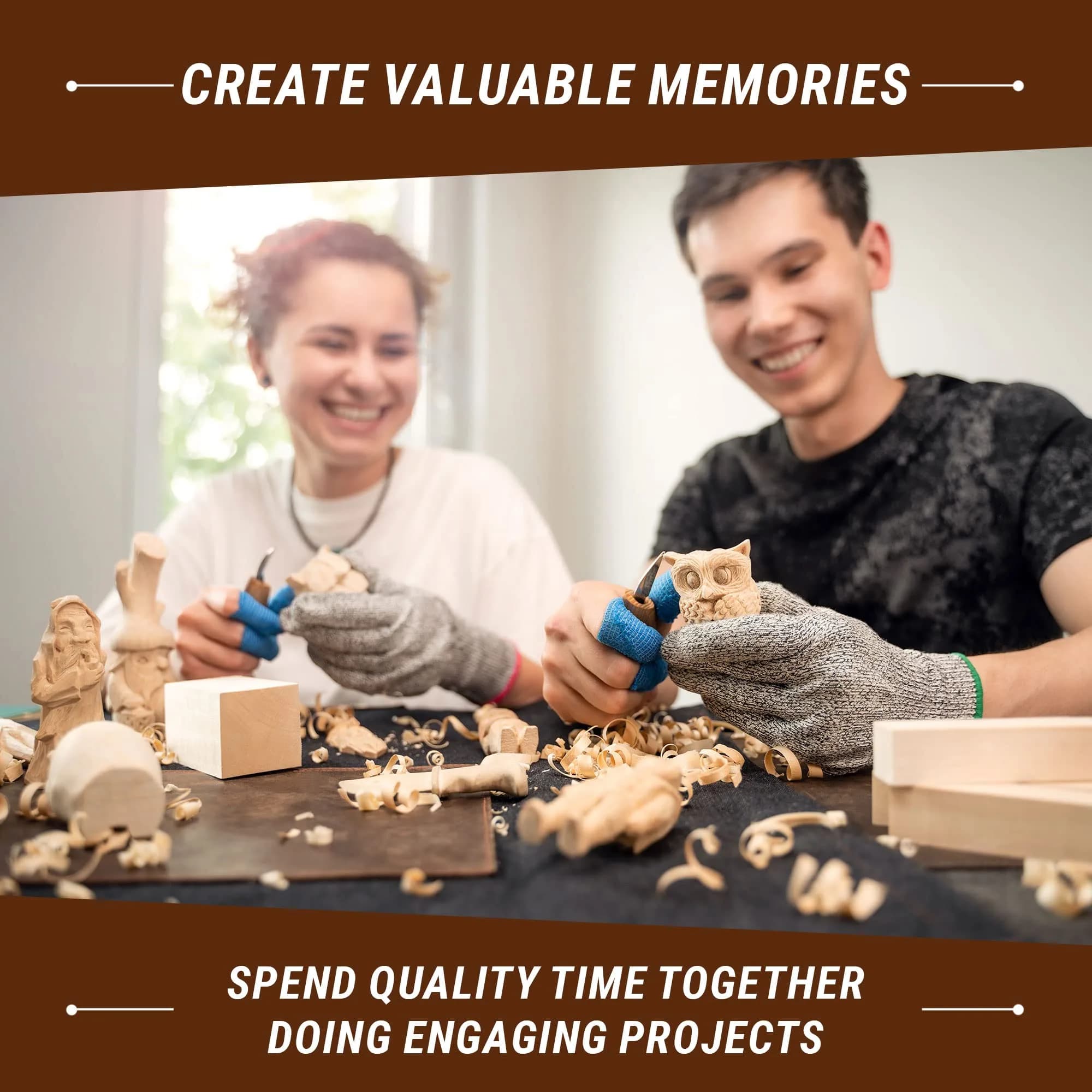 BeaverCraft Wood Carving Kit for Beginners S16 – Whittling Knives & Basswood Blocks | 2 Knives, 5 Blocks, Starter Guide - view 6