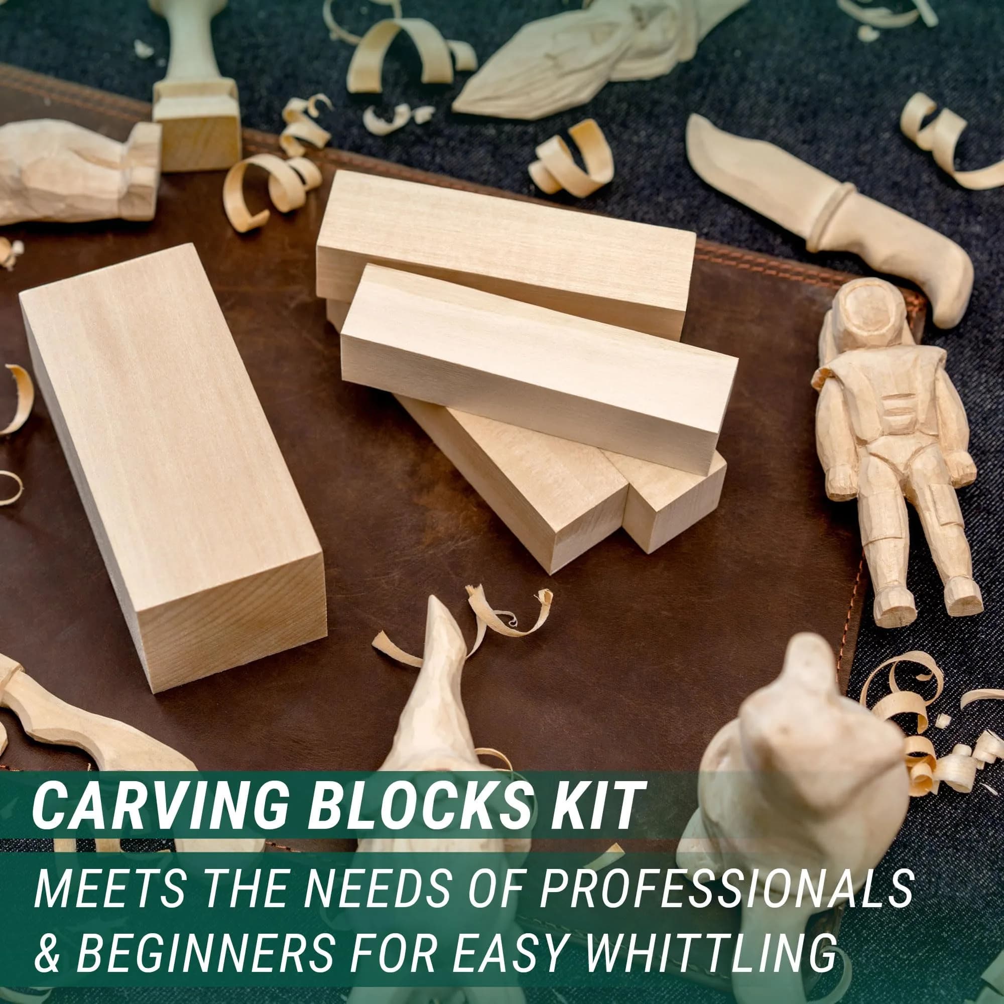 BeaverCraft Wood Carving Kit for Beginners S16 – Whittling Knives & Basswood Blocks | 2 Knives, 5 Blocks, Starter Guide - view 7