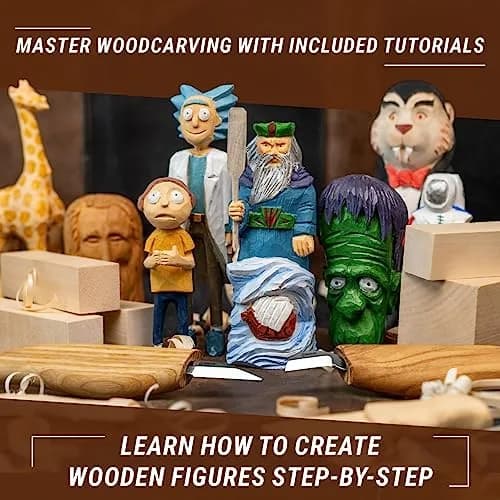 BeaverCraft Wood Carving Kit for Beginners S16 – Whittling Knives & Basswood Blocks | 2 Knives, 5 Blocks, Starter Guide thumbnail 2