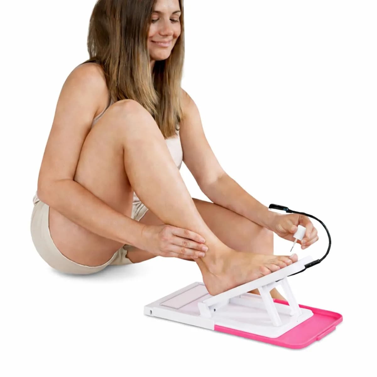 Stedi Pedi Standard At-Home Pedicure Kit & Foot Rest with Task Light | 21 cm (8 in) Pink Acrylic — Pink