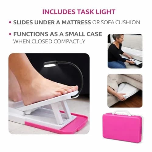 Stedi Pedi Standard At-Home Pedicure Kit & Foot Rest with Task Light | 21 cm (8 in) Pink Acrylic thumbnail 2