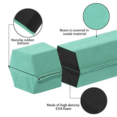 FBSPORT 9ft Balance Beam | Foldable Gymnastics Equipment for Kids & Adults, Non Slip Rubber Base, Green thumbnail 5