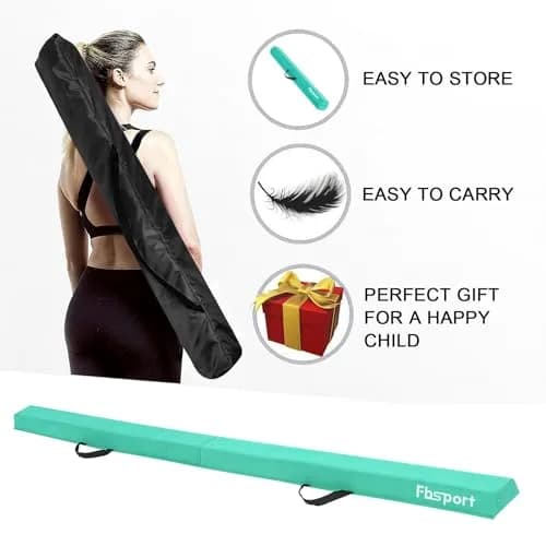 FBSPORT 9ft Balance Beam | Foldable Gymnastics Equipment for Kids & Adults, Non Slip Rubber Base, Green thumbnail 7