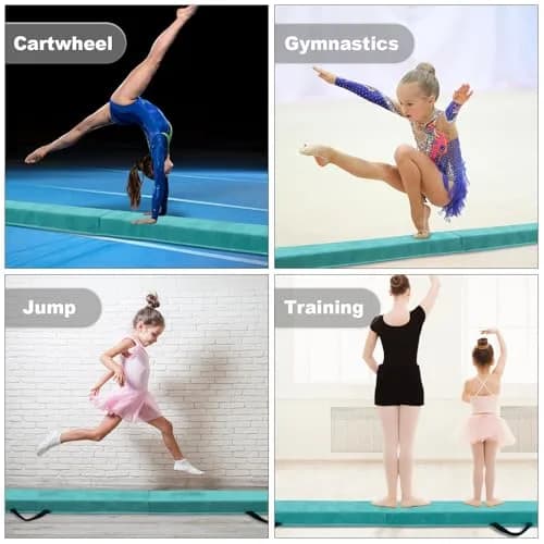 FBSPORT 9ft Balance Beam | Foldable Gymnastics Equipment for Kids & Adults, Non Slip Rubber Base, Green thumbnail 2