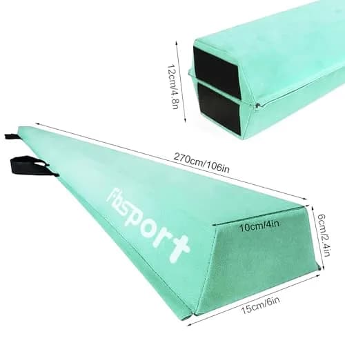 FBSPORT 9ft Balance Beam | Foldable Gymnastics Equipment for Kids & Adults, Non Slip Rubber Base, Green thumbnail 3