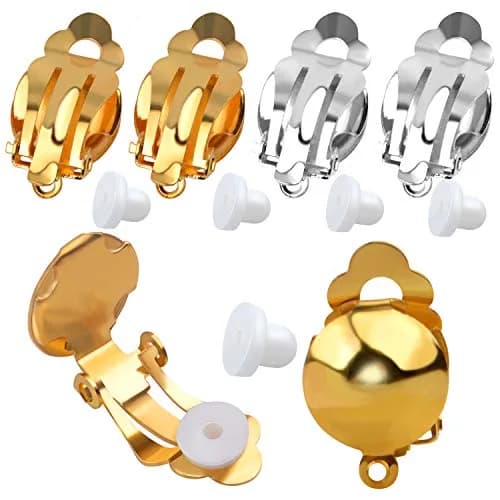 Aylifu Clip On Earring Converter Non-Pierced Earrings Components with Loop and Cushions | Durable Brass, Gold & Silver thumbnail 1
