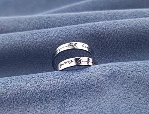 Vrycot Silver Keep Going Ring Stainless Steel Adjustable Inspirational Band 1.8 cm (0.73 in) | Motivational Jewelry thumbnail 3