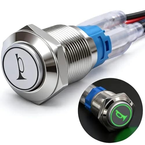 Twidec 16mm Momentary Push Button Switch with Green LED, 12V | 5A/250AC Panel Mount thumbnail 1